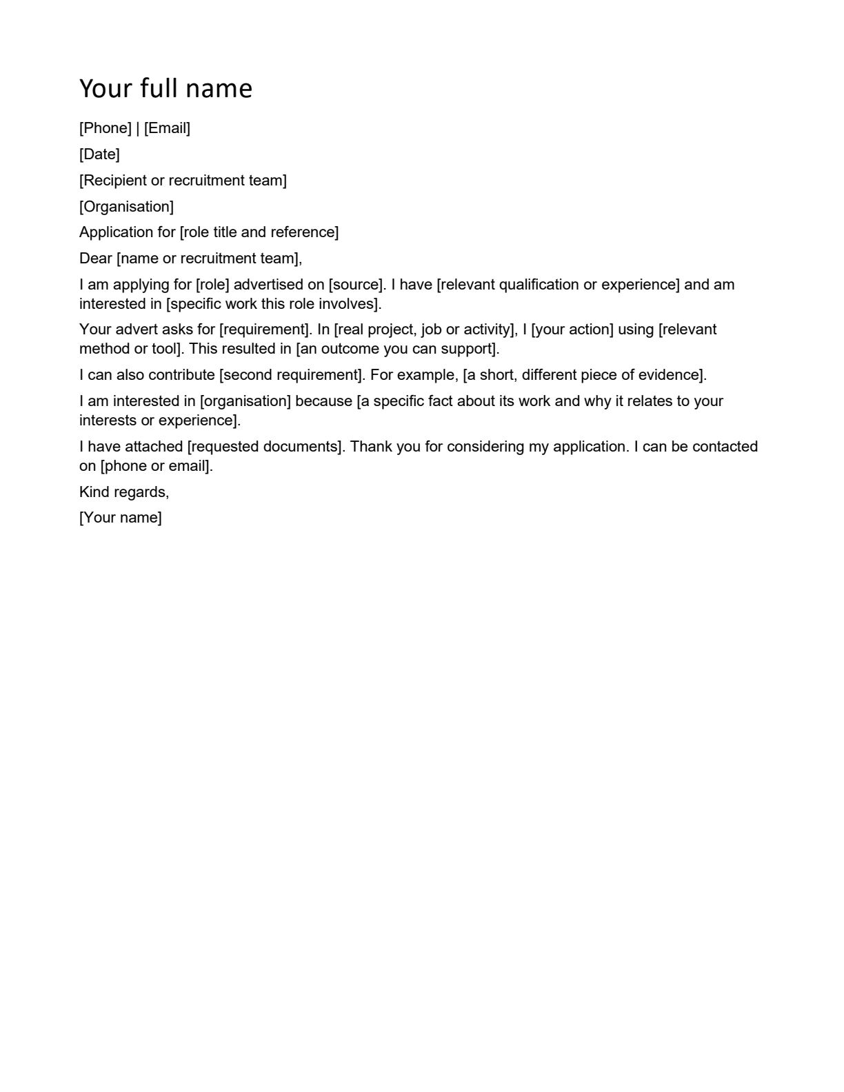 Template preview: Cover letter template and writing guide